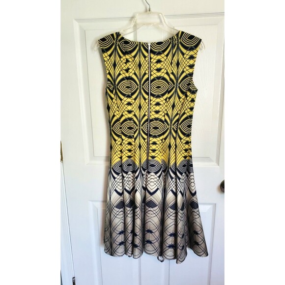 Julian Taylor Yellow Print Sleeveless Dress Size 8 - Picture 3 of 8